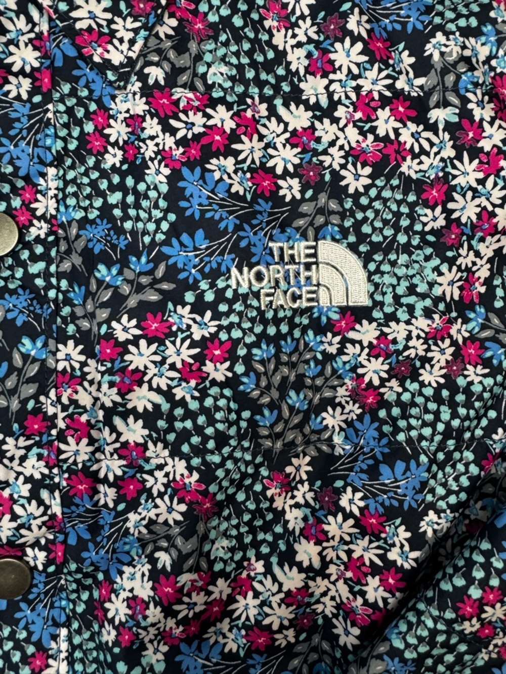 The North Face Kids ReversableFloral Print Jacket - Blue/Pink/Black - Picture 2 of 6